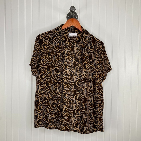 mens tiger print button up shirt